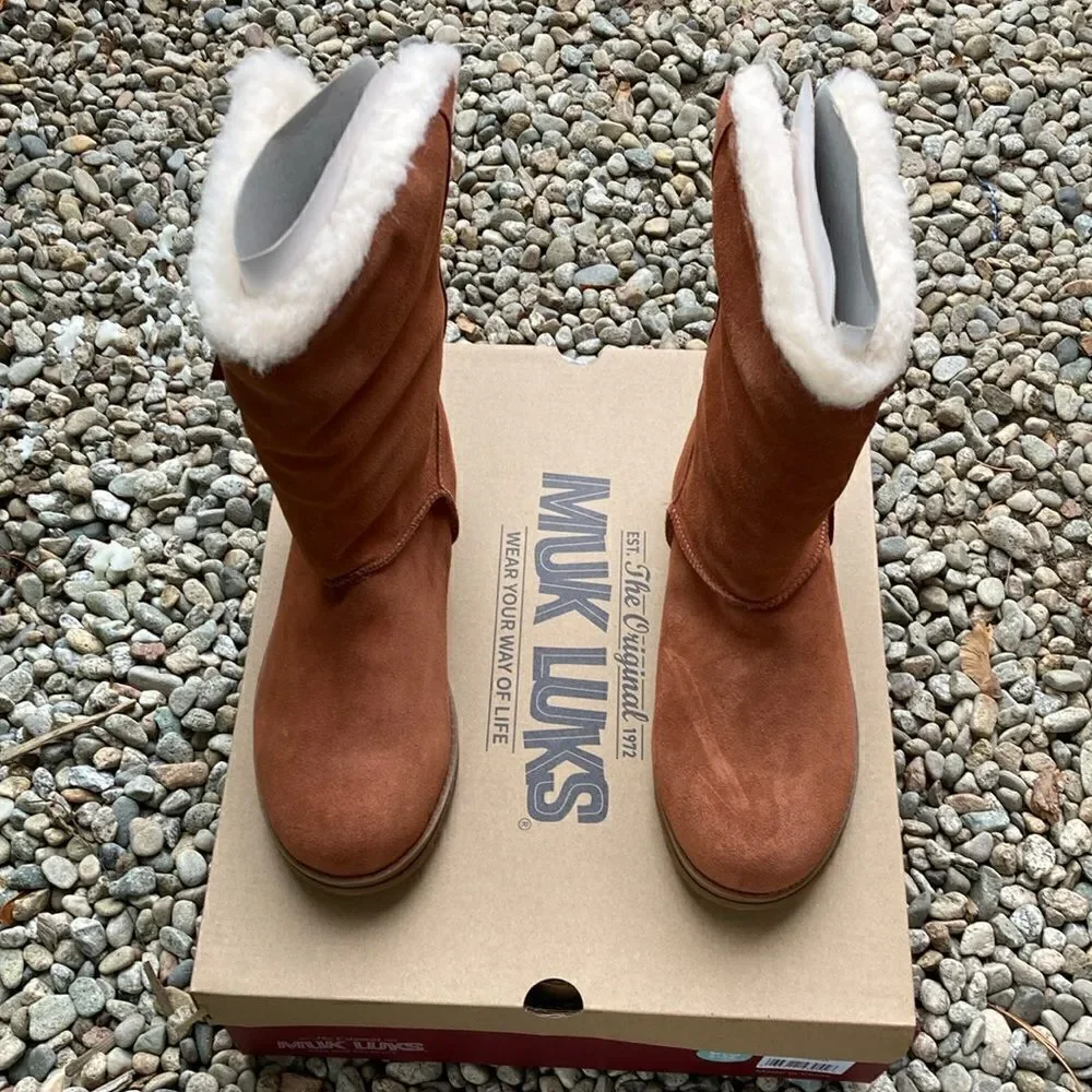 Muk Luks Ziggy Rodeo Leather Wool Blend Boots Shoes Size 6.5